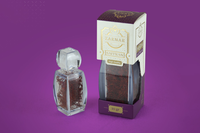طراحی بسته بندی زعفران ظرف پلاستیکی