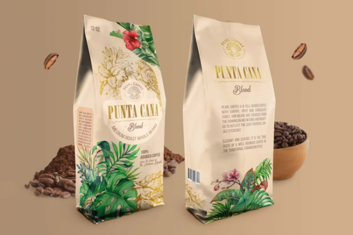 طراحی بسته بندی قهوه، پاکت بغل کاست