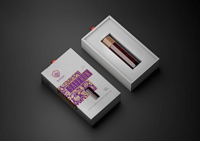 طراحی بسته بندی زعفران آوند استودیو