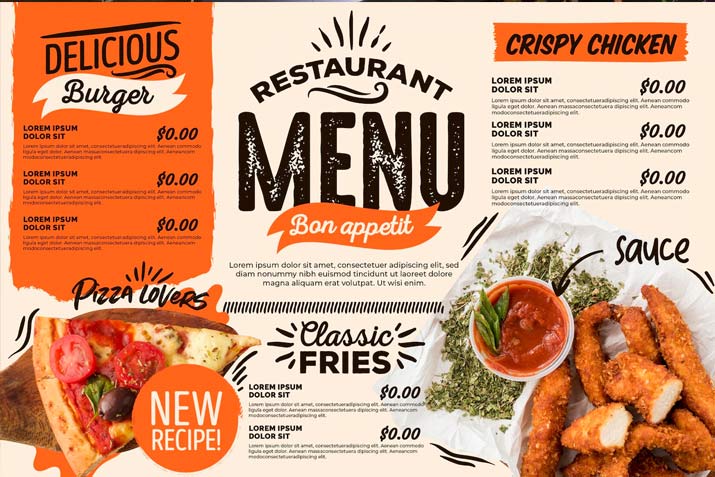 نمونه طراحی منو رستوران
