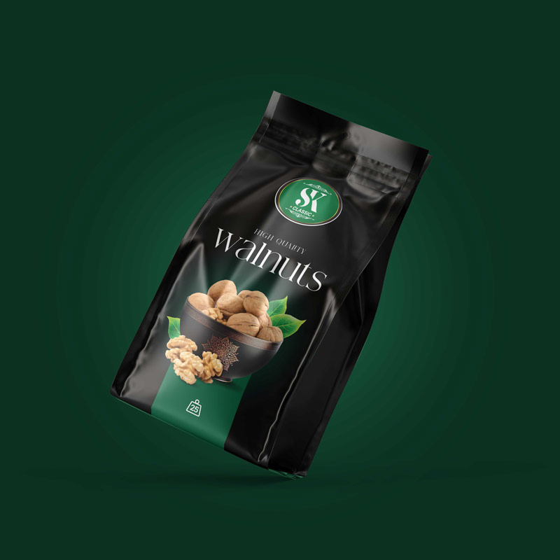 طراحی بسته بندی مغز گردو SK